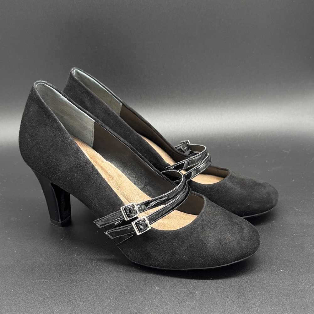 Giani Bernini Black Suede Heels with Straps Sz 7